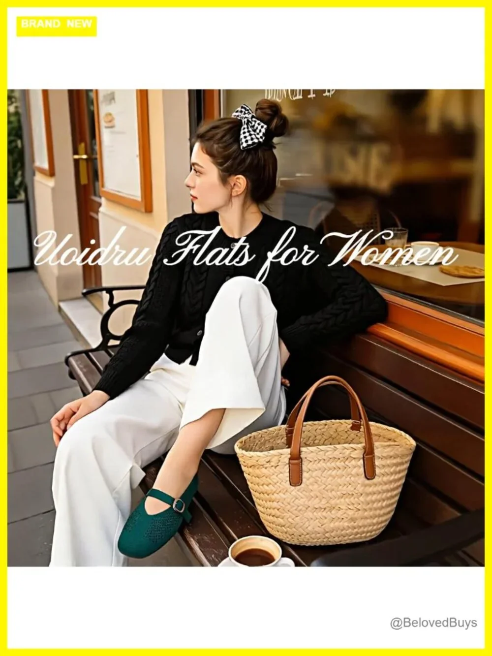 Women's Square Toe Knit Mary Jane Flats with Adjustable Buckle